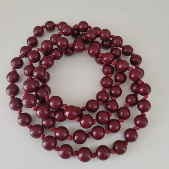 Necklace Burgundy Red Beaded Necklace #0033 - Picture 10 of 12